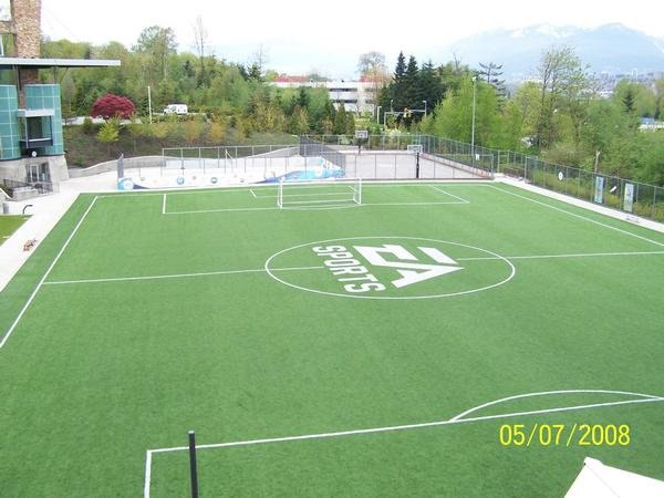 EA Sports campus in Vancouver with branded soccer field